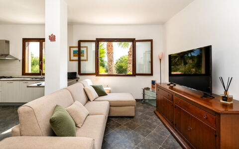 Villa Don Pino: Furniture, Interior Design, Couch, Flooring, Living Room, Wood, Floor, Table, Room, Ceiling