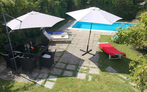 Villa Eva: Swimming Pool, Umbrella, Furniture, Outdoor Furniture, Chair, Resort, Shade, Sunlounger, Leisure, Garden