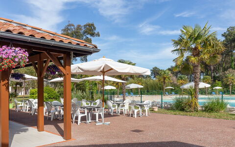 Allée des Dunes: Resort, Shade, Estate, Outdoor Furniture, Eco Hotel, Hacienda, Garden, Landscaping, Chair, Restaurant