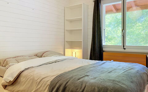 Chalet Chaudoudoux: Bed, Furniture, Bedroom, Bedding, Bed Sheet, Interior Design, Wood, Flooring, Floor, Ceiling
