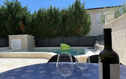Monte Kope: Furniture, Table, Outdoor Furniture, Tablecloth, Chair, Outdoor Table, Shade, Swimming Pool, Umbrella, Kitchen & Dining Room Table