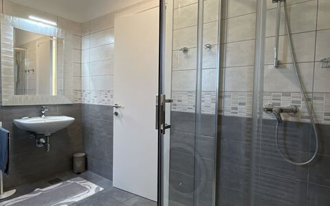 Monte Kope: Flooring, Plumbing Fixture, Floor, Bathroom, Interior Design, Ceiling, Shower, Plumbing, Room, Lighting
