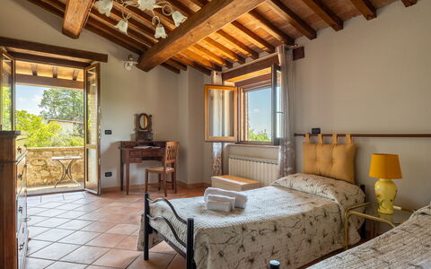 Villa Daluma, Private Pool in Todi: Furniture, Interior Design, Home, Room, Apartment, Wood Stain, Hardwood, Villa, Chair, Estate