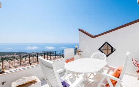 Pueblo Panorama: Furniture, Interior Design, Chair, Outdoor Furniture, Natural Material, Shade, Outdoor Table, Design, Restaurant, Kitchen & Dining Room Table