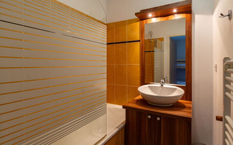 Les Chalets D'Ax: Bathroom, Plumbing Fixture, Interior Design, Flooring, Wall, Floor, Bathroom Sink, Wood, Sink, Tap