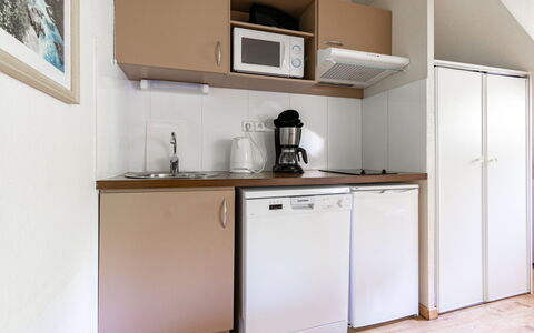 Les Chalets D'Ax: Furniture, Interior Design, Wood, Flooring, Floor, Room, Cabinetry, Kitchen, Major Appliance, Ceiling