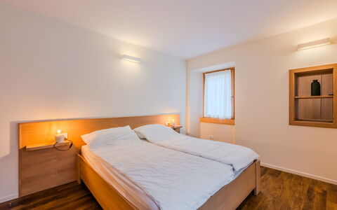 Ca' Alma Dolomia: Interior Design, Wood, Flooring, Floor, Bedroom, Ceiling, Bed, Room, Bed Sheet, Bed Frame