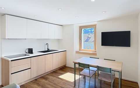 Ca' Alma Dolomia: Flooring, Interior Design, Floor, Wood, Furniture, Wood Flooring, Ceiling, Kitchen, Room, Countertop