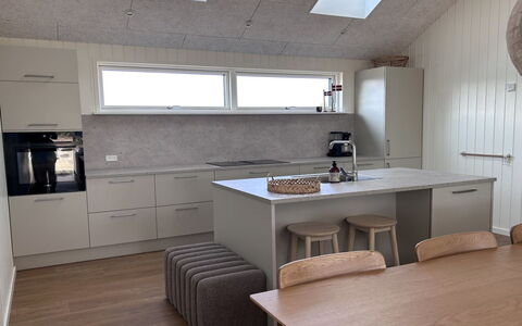 Tayara - 900M from the Sea: Kitchen, Countertop, Furniture, Flooring, Interior Design, Cabinetry, Floor, Wood, Kitchen Appliance, Ceiling