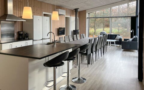 Nakke - 900M from the Sea: Furniture, Interior Design, Kitchen, Flooring, Countertop, Wood, Chair, Light Fixture, Floor, Ceiling