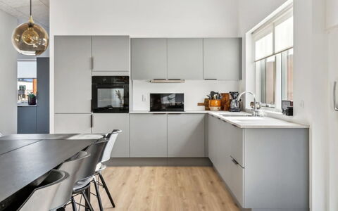 Constance - 900M from the Sea: Kitchen, Kitchen Appliance, Countertop, Furniture, Cabinetry, Interior Design, Flooring, Major Appliance, Wood, Floor