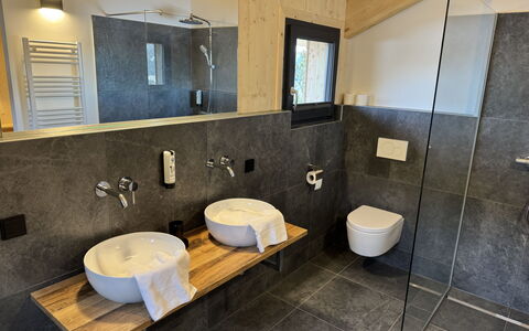 02 Nth051 18B Sup Chalet mit Sauna und Hot Tub 2 e: Flooring, Plumbing Fixture, Interior Design, Wood, Floor, Bathroom Sink, Sink, Bathroom, Tap, Plumbing