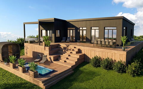 Hubertina - 900M from the Sea: Estate, Deck, Yard, Hardwood, Design, Porch, Shade, Villa, Lumber, Farmhouse
