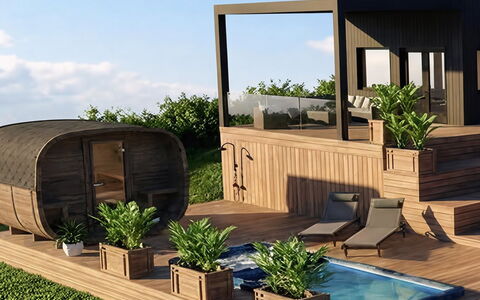 Hubertina - 900M from the Sea: Wood, Deck, Hardwood, Wood Stain, Outdoor Structure, Garden, Patio, Yard, Backyard, Garden Buildings