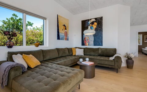 Hubertina - 900M from the Sea: Furniture, Interior Design, Couch, Flooring, Floor, Wood, Living Room, Ceiling, Room, Apartment