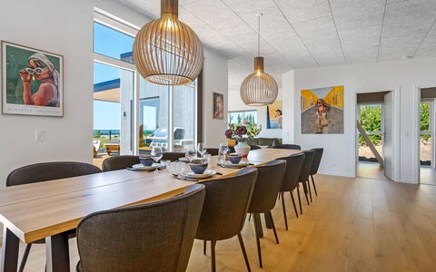 Hubertina - 900M from the Sea: Furniture, Flooring, Interior Design, Wood, Floor, Wood Flooring, Kitchen & Dining Room Table, Dining Room, Ceiling, Chair