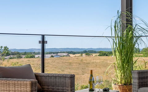 Hubertina - 900M from the Sea: Furniture, Outdoor Furniture, Chair, Balcony, Shade, Outdoor Table, Fence, Flowerpot, Patio, Houseplant