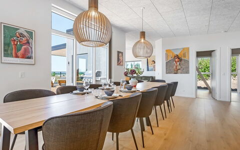 Hubertina - 900M from the Sea: Furniture, Flooring, Wood, Interior Design, Floor, Kitchen & Dining Room Table, Dining Room, Ceiling, Wood Flooring, Table