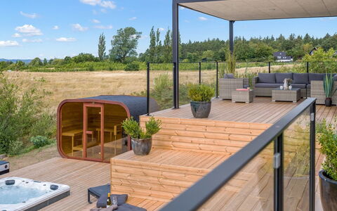 Hubertina - 900M from the Sea: Deck, Shade, Patio, Outdoor Furniture, Garden, Outdoor Structure, Wood Stain, Flowerpot, Hardwood, Design
