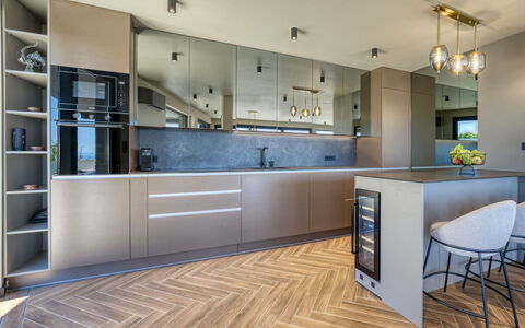 Black Imperium: Interior Design, Furniture, Kitchen, Flooring, Countertop, Floor, Cabinetry, Wood, Ceiling, Light Fixture