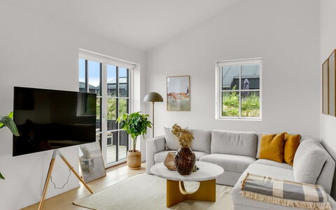 Thorlef - 500M from the Sea: Furniture, Flooring, Living Room, Couch, Interior Design, Floor, Table, Wood Flooring, Coffee Table