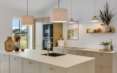 Thorlef - 500M from the Sea: Interior Design, Kitchen, Flooring, Furniture, Light Fixture, Countertop, Ceiling, Cabinetry, Floor, Kitchen Appliance
