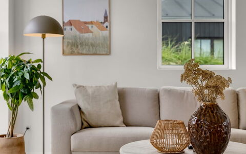 Thorlef - 500M from the Sea: Furniture, Flooring, Interior Design, Wood, Floor, Living Room, Flowerpot, Table, Room, Brown