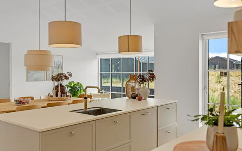 Thorlef - 500M from the Sea: Furniture, Interior Design, Flooring, Countertop, Kitchen, Cabinetry, Ceiling, Floor, Light Fixture, Home