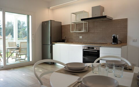Villa Blue: Furniture, Flooring, Interior Design, Wood, Floor, Chair, Ceiling, Lighting, Room, Kitchen & Dining Room Table