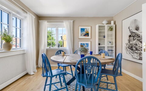 Annagrete - 300M from the Sea: Furniture, Interior Design, Flooring, Floor, Wood, Wood Flooring, Dining Room, Ceiling, Chair, Table