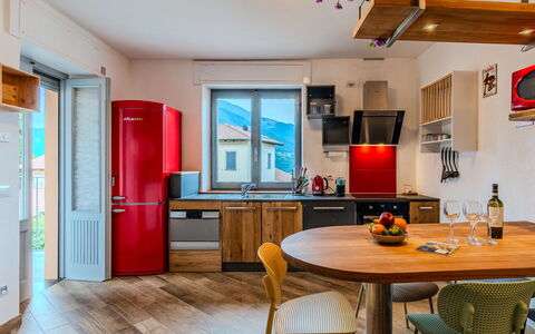 Casa Matilde: Furniture, Interior Design, Flooring, Wood, Kitchen, Floor, Ceiling, Countertop, Room, Major Appliance