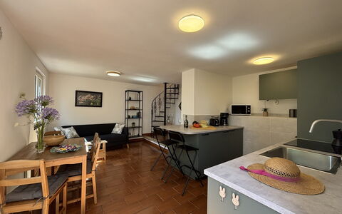 Il Fienile, Garden and Peacefull View: Furniture, Interior Design, Flooring, Floor, Kitchen, Ceiling, Wood, Countertop, Room, Light Fixture