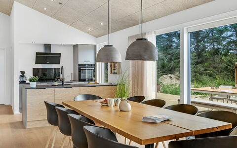 Huldrik - 900M from the Sea: Interior Design, Flooring, Furniture, Wood, Floor, Light Fixture, Ceiling, Kitchen & Dining Room Table, Chair, Dining Room