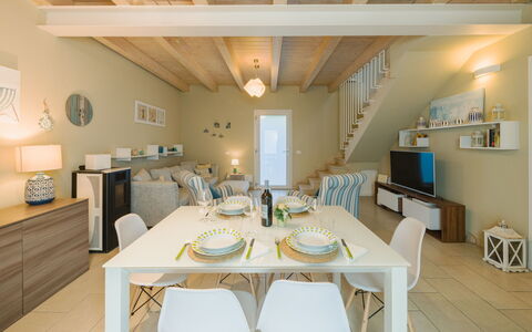 Casa delle Rondini: Furniture, Interior Design, Flooring, Floor, Table, Wood, Ceiling, Chair, Room, Couch