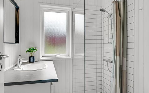 Anemette - 900M from the Sea: Plumbing Fixture, Flooring, Interior Design, Bathroom, Floor, Plumbing, Room, Tile, Shower, Sink