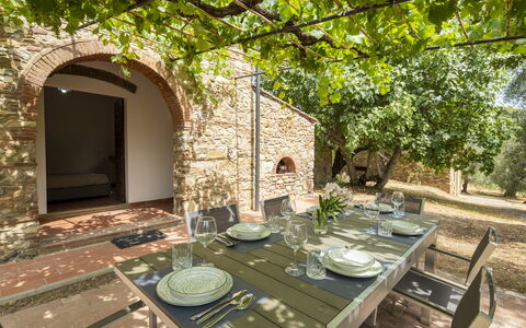 Casale delle Lupe, Campiglia Marittima: Wall, Arch, Brick, Hacienda, Brickwork, Garden, Stone Wall, Courtyard, Villa, Arcade