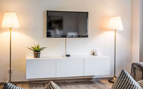 Prague Castle Oasis: Television, Television Set, Electronic Device, Furniture, Interior Design, Living Room, Lighting