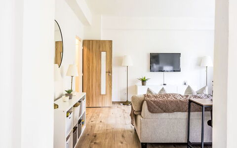 Prague Castle Oasis: Furniture, Interior Design, Flooring, Wood Flooring, Floor, Couch, Wall, Wood, Room, Living Room