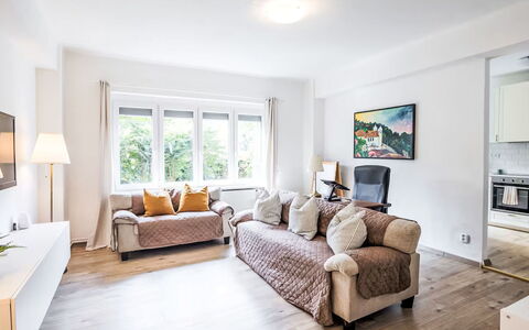 Prague Castle Oasis: Furniture, Interior Design, Couch, Flooring, Wood, Room, Floor, Ceiling, Living Room, Apartment