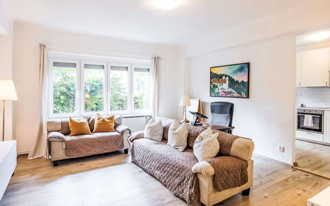 Prague Castle Oasis: Furniture, Interior Design, Couch, Flooring, Floor, Wood, Room, Ceiling, Living Room, Apartment