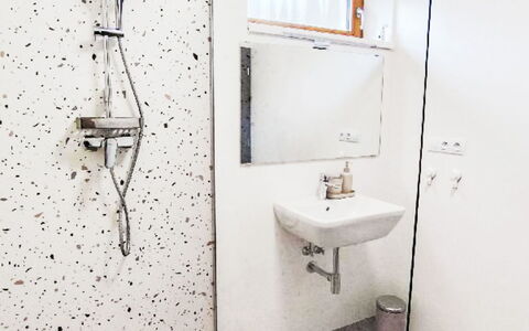 Horní Líšnice: Flooring, Plumbing Fixture, Floor, Bathroom, Interior Design, Ceiling, Plumbing, Light Fixture, Shower Head, Tile