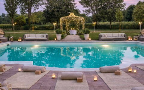 Relais Villa Mirandola: Swimming Pool, Resort, Water Feature, Garden, Outdoor Furniture, Eco Hotel, Leisure, Landscape Lighting, Courtyard, Landscaping