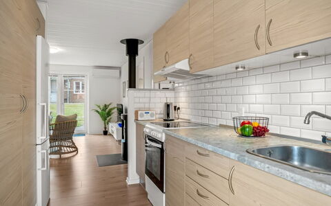 Ineke - 200M from the Sea: Countertop, Kitchen, Flooring, Furniture, Wood, Interior Design, Floor, Sink, Cabinetry, Kitchen Appliance