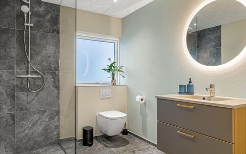 Illona - 200M from the Sea: Flooring, Plumbing Fixture, Interior Design, Floor, Bathroom, Bathroom Cabinet, Plumbing, Ceiling, Tap, Tile
