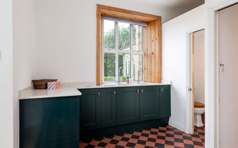 Walltree House: Flooring, Interior Design, Wall, Floor, Wood, Cabinetry, Kitchen, Countertop, Cupboard, Lighting