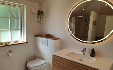 Ethil - 600M from the Sea: Flooring, Interior Design, Floor, Plumbing Fixture, Plumbing, Bathroom, Mirror, Room, Bathroom Sink, Sink