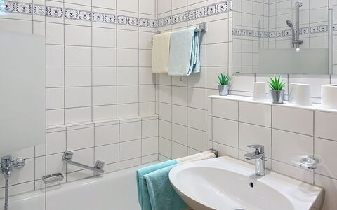 Bergzeit: Bathroom, Bathroom Sink, Plumbing Fixture, Sink, Interior Design, Tap, Flooring, Plumbing, Floor, Tile