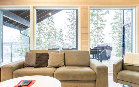 Kuhmoinen 642: Furniture, Interior Design, Couch, Flooring, Living Room, Floor, Wood, Ceiling, Room, Lighting