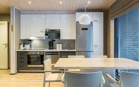 Golfarinkunnas 6A: Furniture, Interior Design, Flooring, Light Fixture, Floor, Wood, Ceiling, Chair, Kitchen, Table