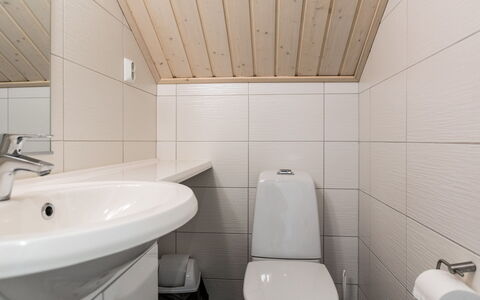 Golfarinkunnas 9C: Bathroom Sink, Bathroom, Plumbing Fixture, Flooring, Sink, Floor, Wood, Interior Design, Tap, Ceiling